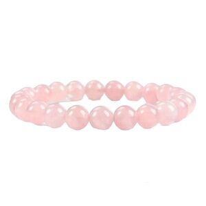 Rose Quartz Pink Bead Bracelet Natural Gemstone Healing Crystal Jewelry Gift